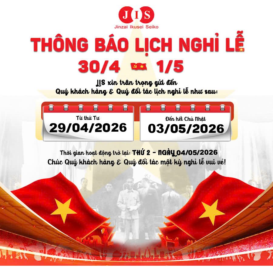 THÔNG BÁO LỊCH NGHỈ LỄ 30/04 - 01/05/2026